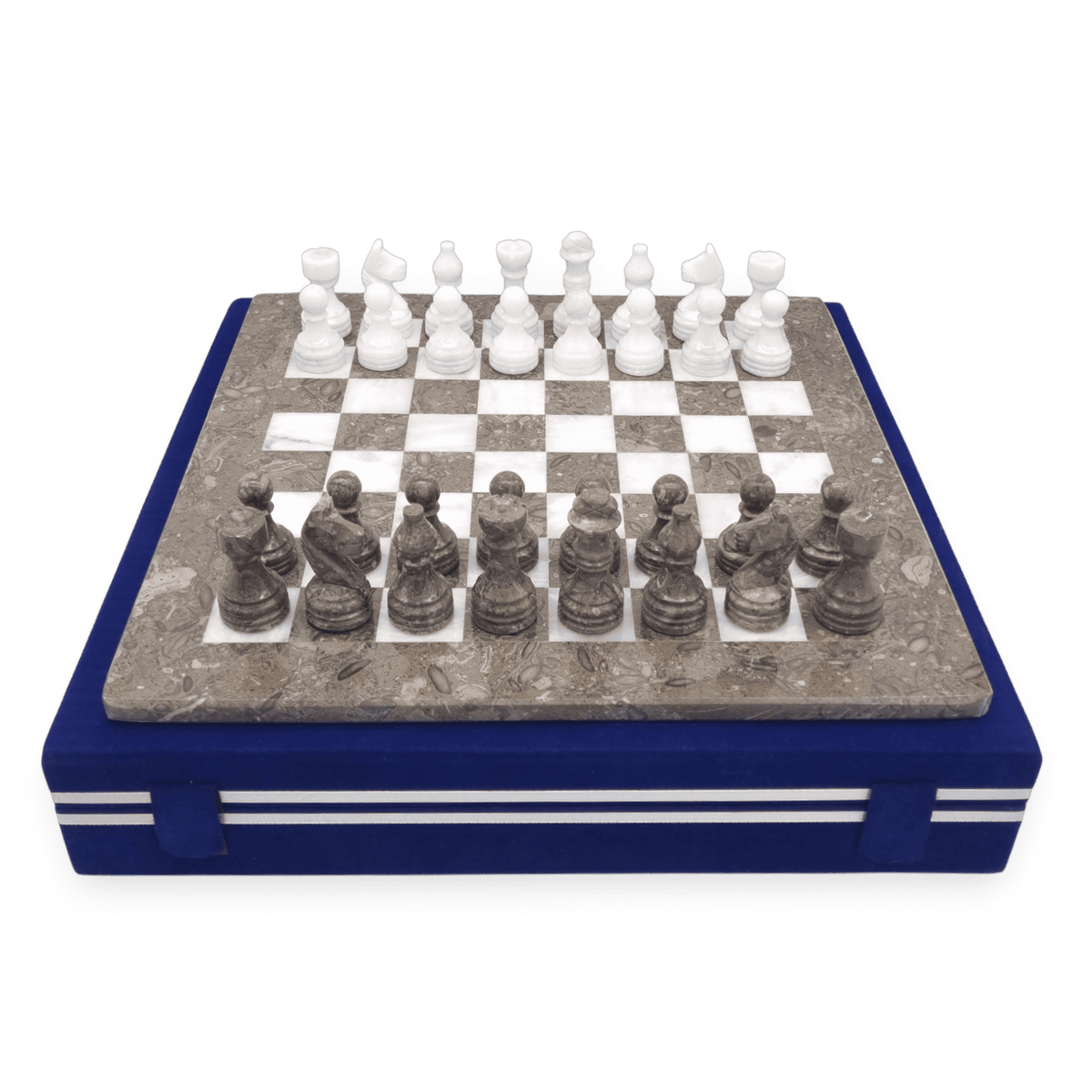Fossil & White Marble Chess Set