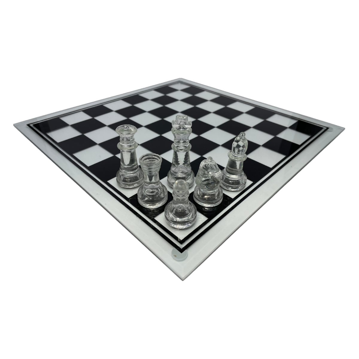 Glass Chess Set 35cm with Clear and Black pieces (GS03B) clear