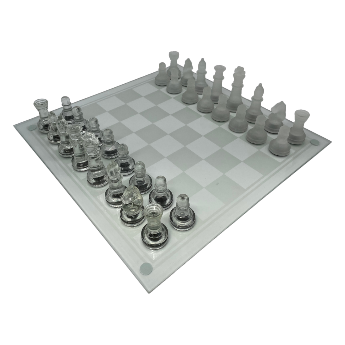 Glass Chess Set 25cm with Clear and Frosted pieces (GS03)