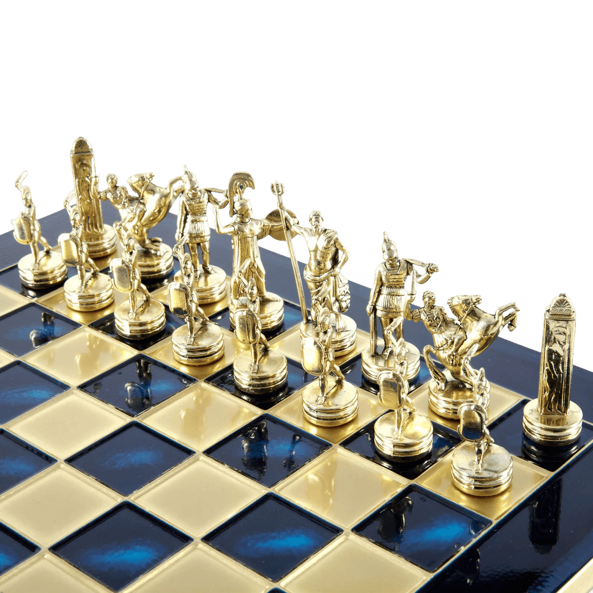 Aegean Mythology Heroes - handcrafted metal chessmen gold
