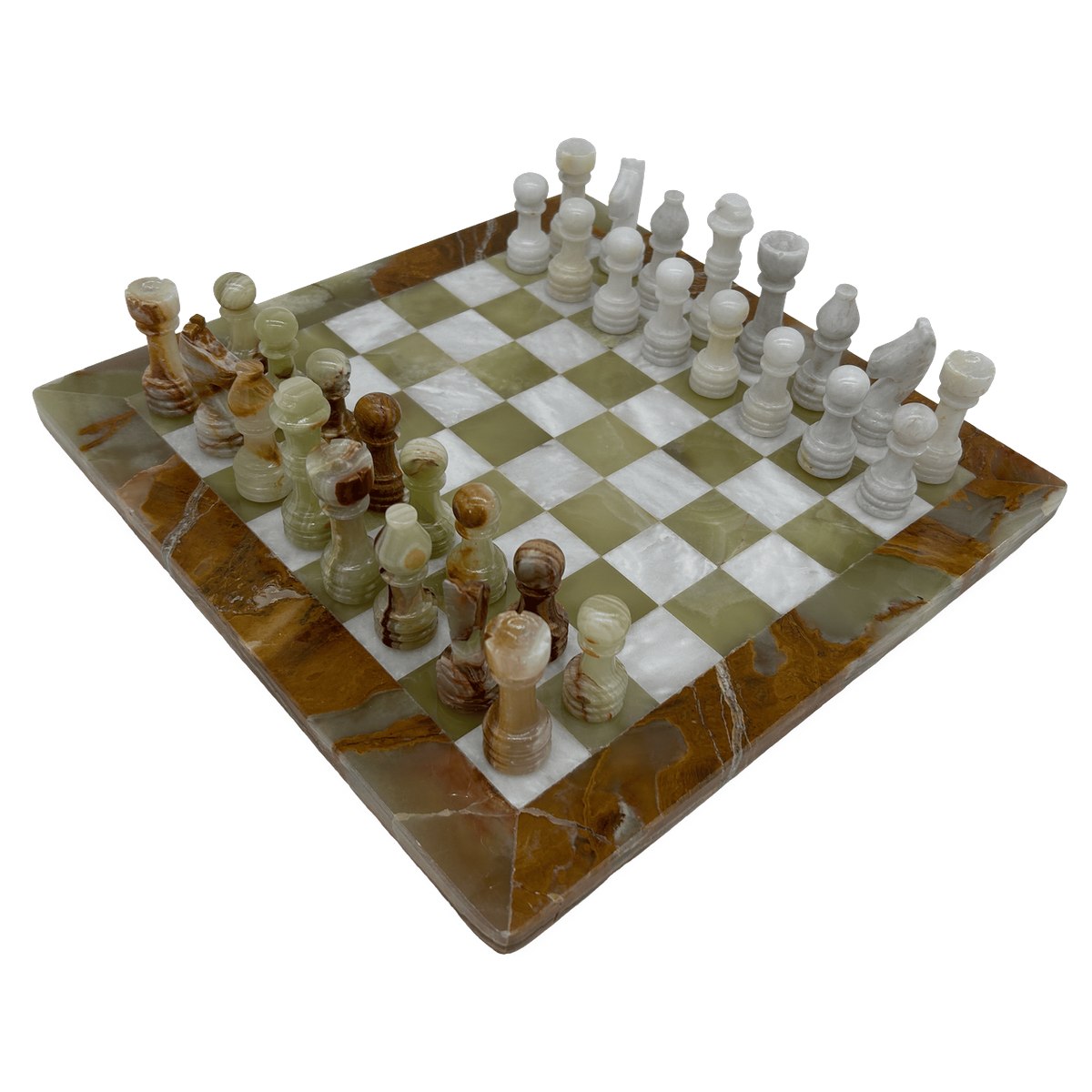 Green Onyx & White Marble Chess Set