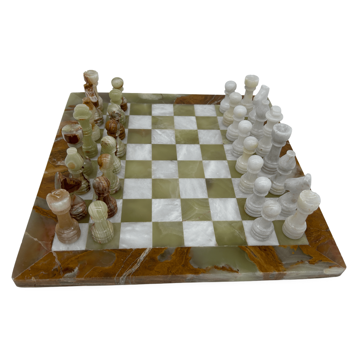 Green Onyx & White Marble Chess Set