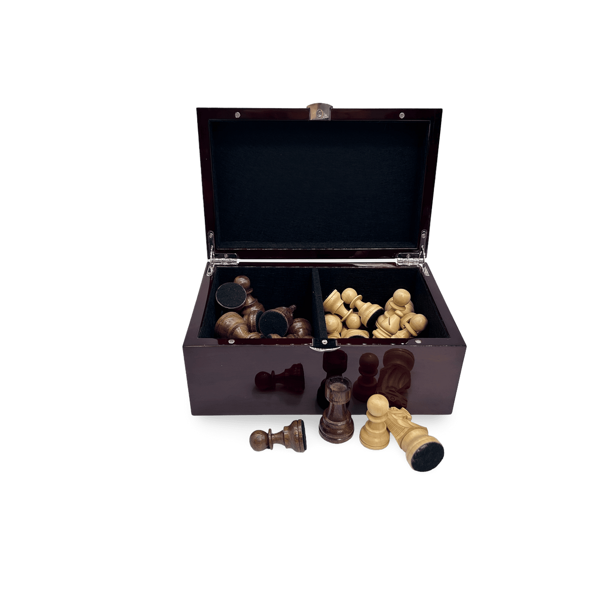 Dal Rossi Mahogany Storage Box for Chess Pieces - wooden pieces