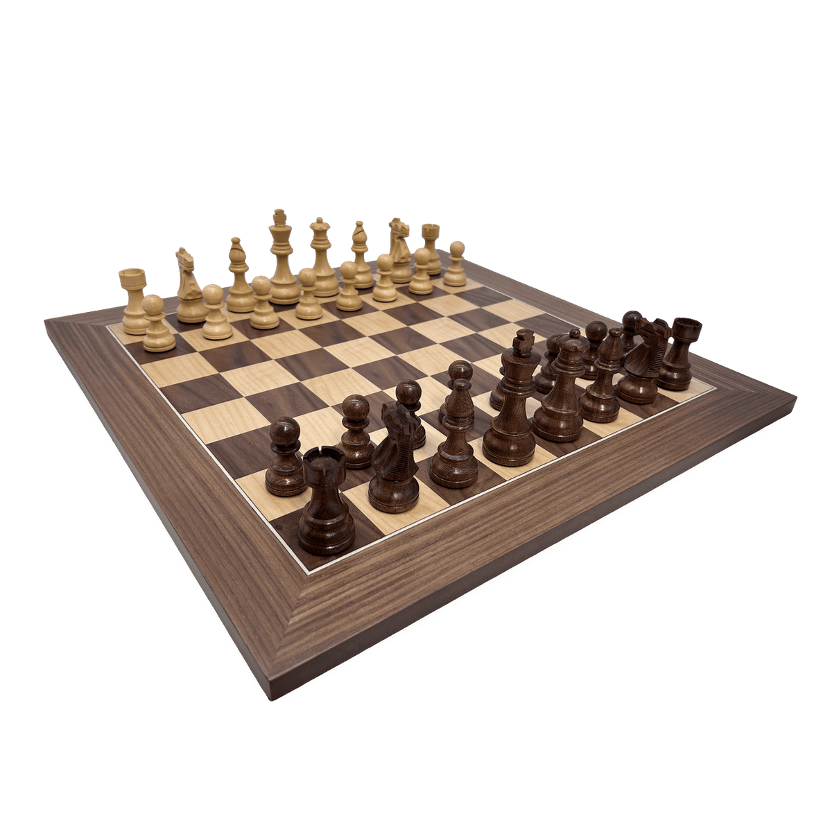 Dal Rossi Walnut Chessboard - imperfections - with pieces