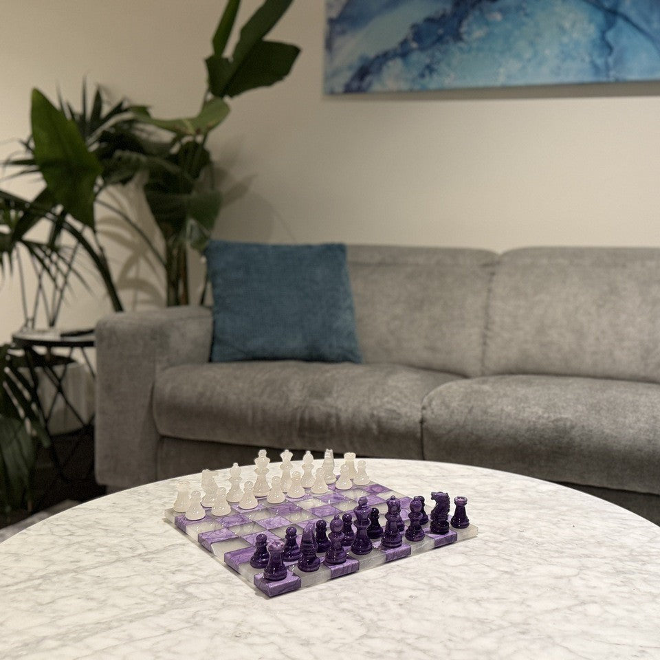 Amethyst Haze Modern Alabaster Chess Set - Living room