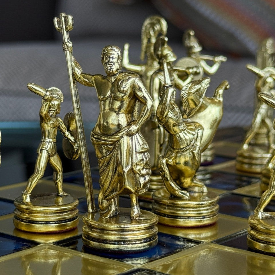 Greek mythology chess set in a living room - King