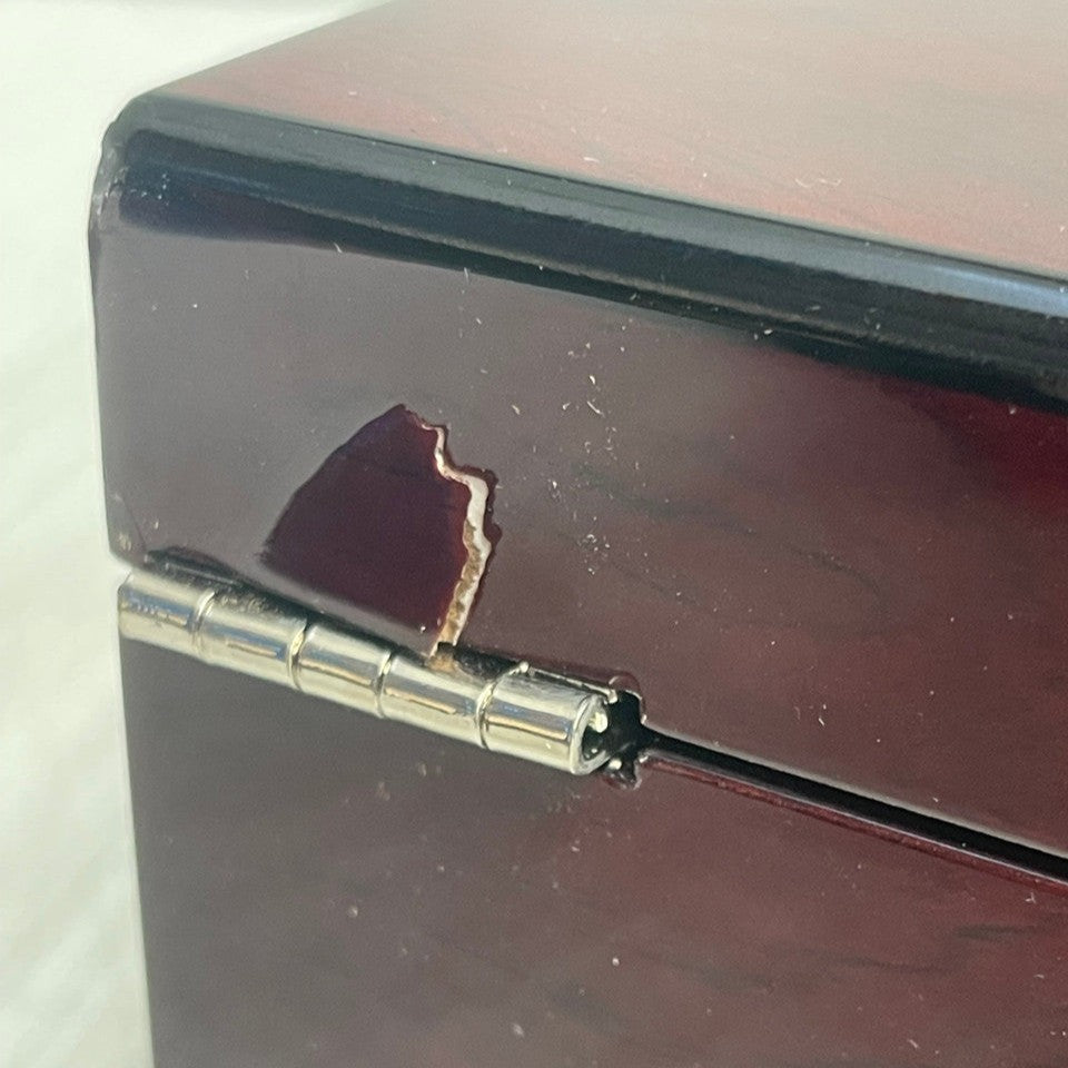 Dal Rossi Mahogany Storage Box for Chess Pieces - chipped veneer - chipped veneer