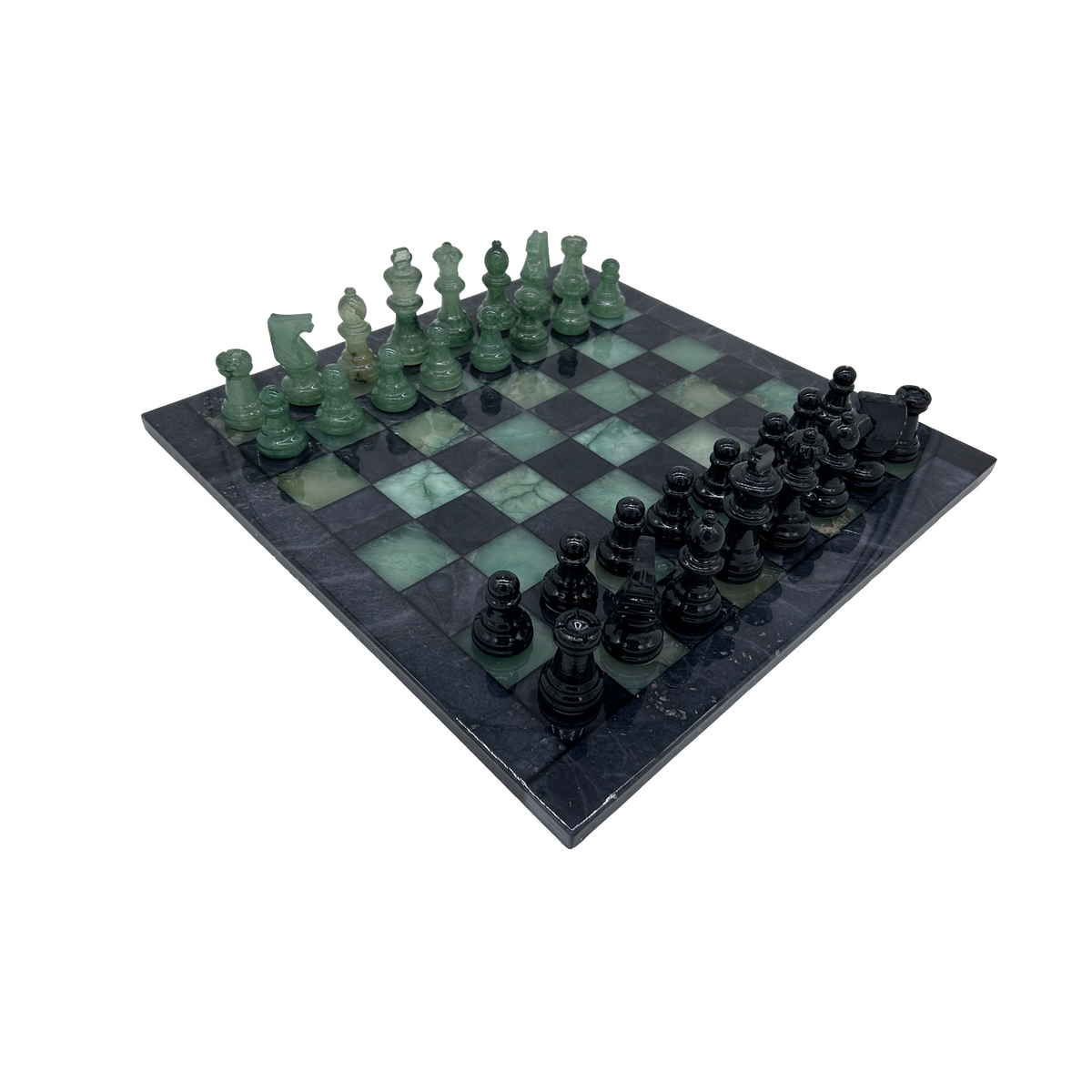 Forest Shadow Classic Alabaster Chess Set side view