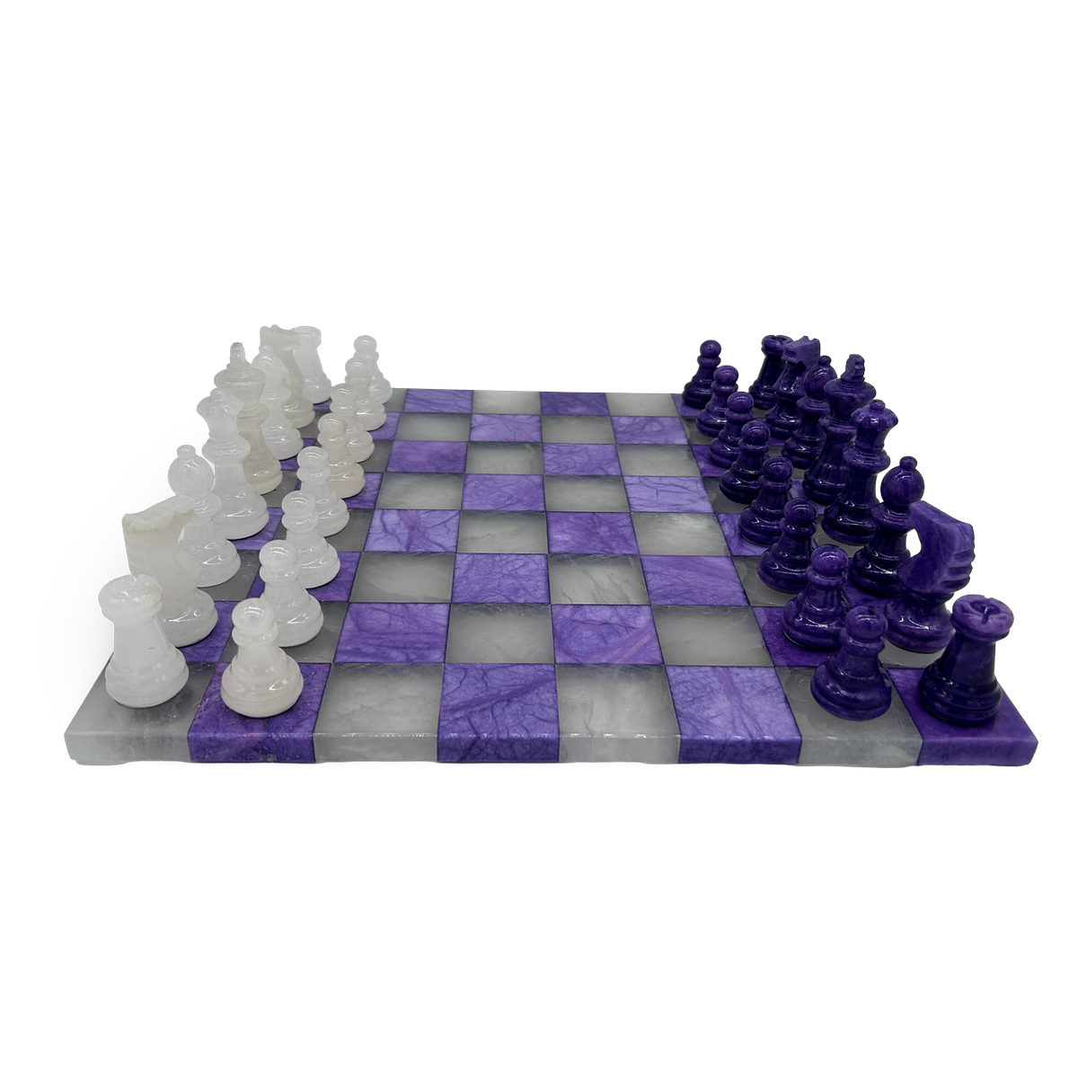 Amethyst Haze Modern Alabaster Chess Set side view