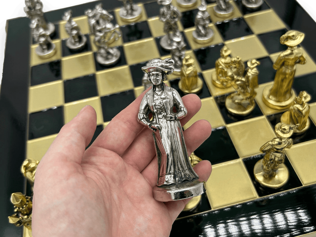 Emerald Knights Chess Set - Piece in hand