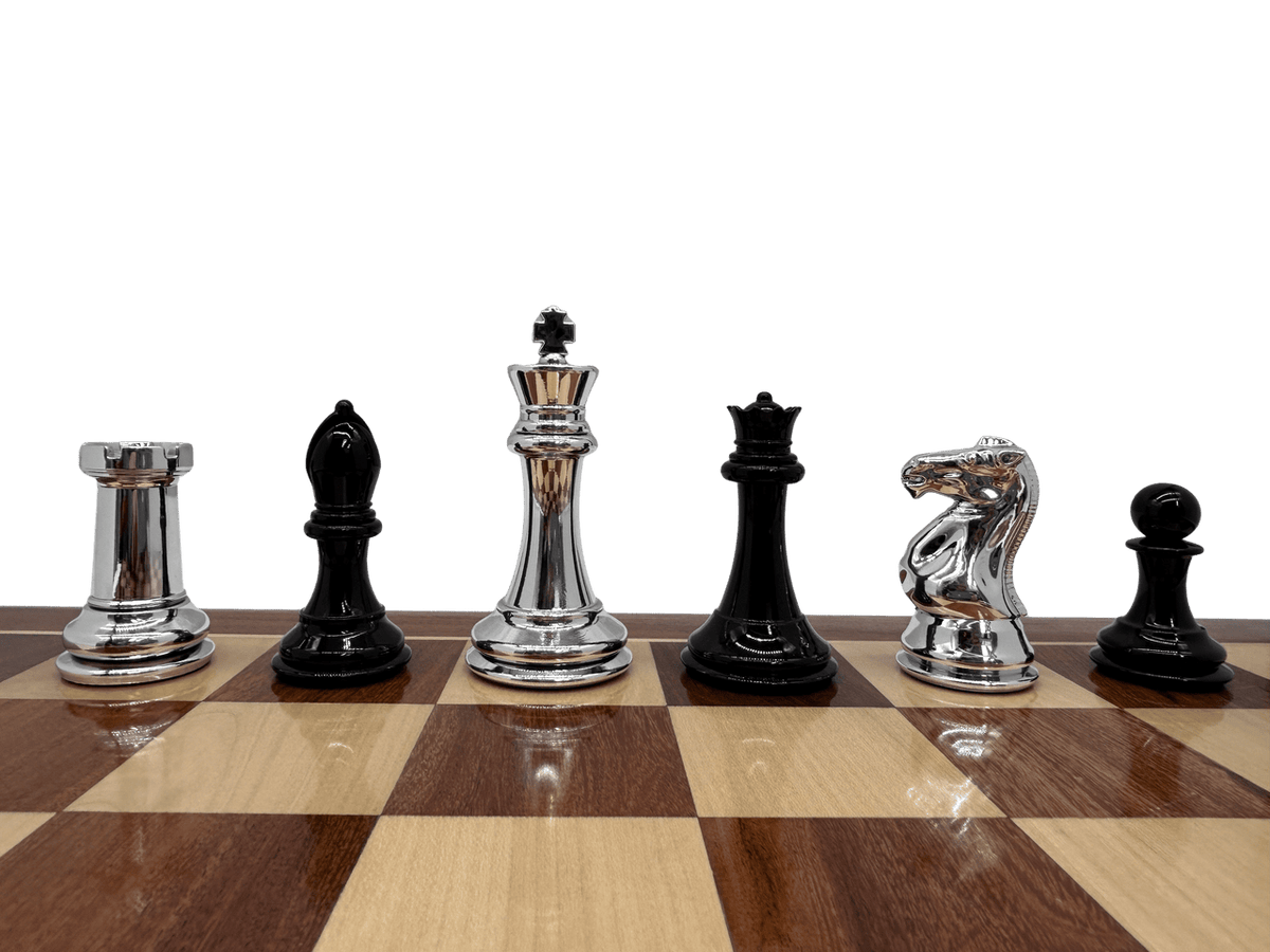 Resin Staunton Pieces with High-Gloss Look - silver and black