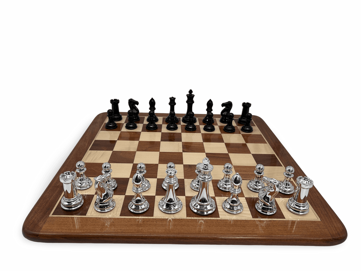 Resin Staunton Pieces with High-Gloss Look - silver and black