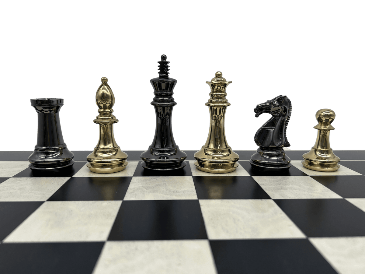 Staunton Brass & Metal Chess Pieces - small scratches