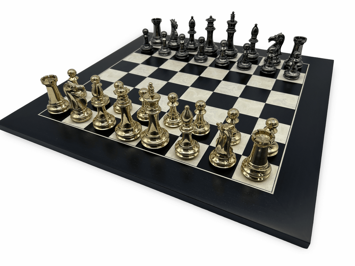 Staunton Brass & Metal Chess Pieces - small scratches