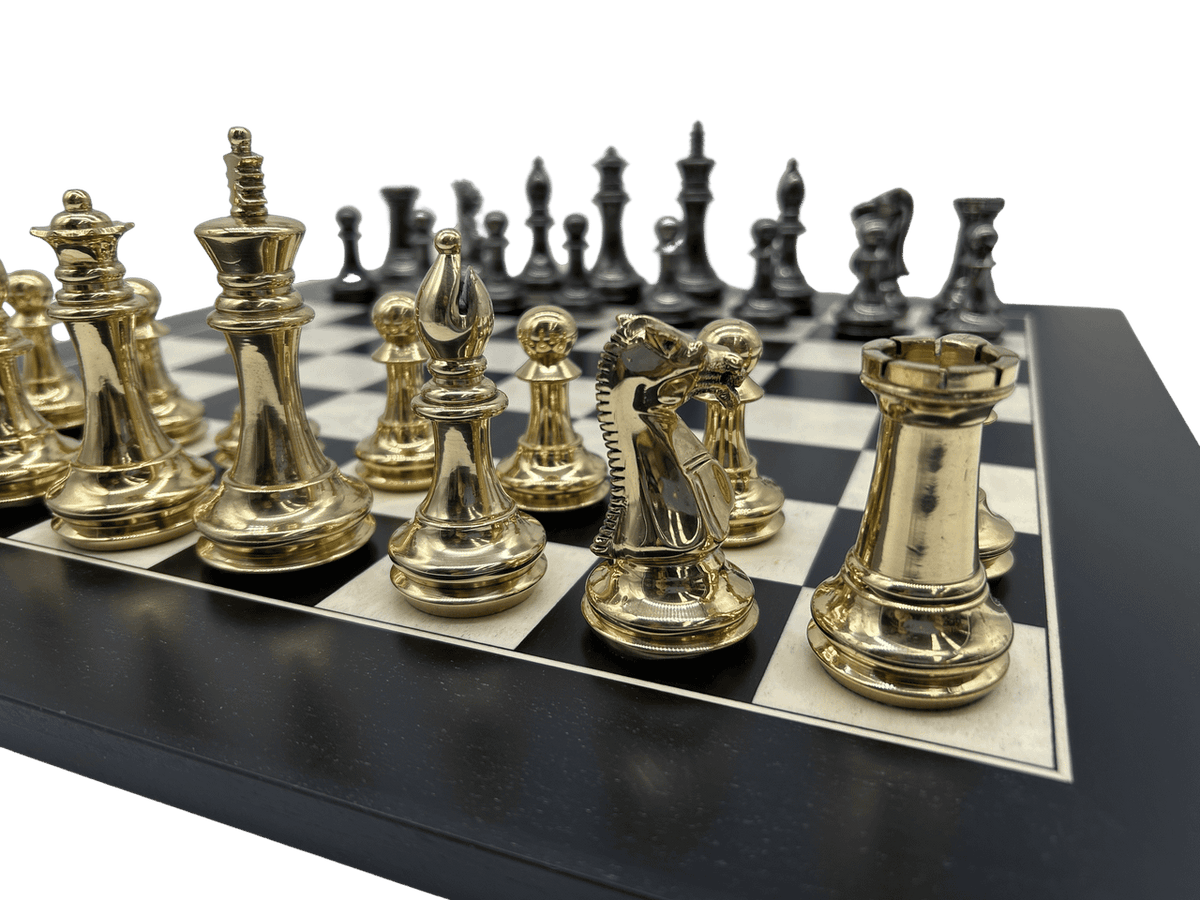 Staunton Brass & Metal Chess Pieces - small scratches