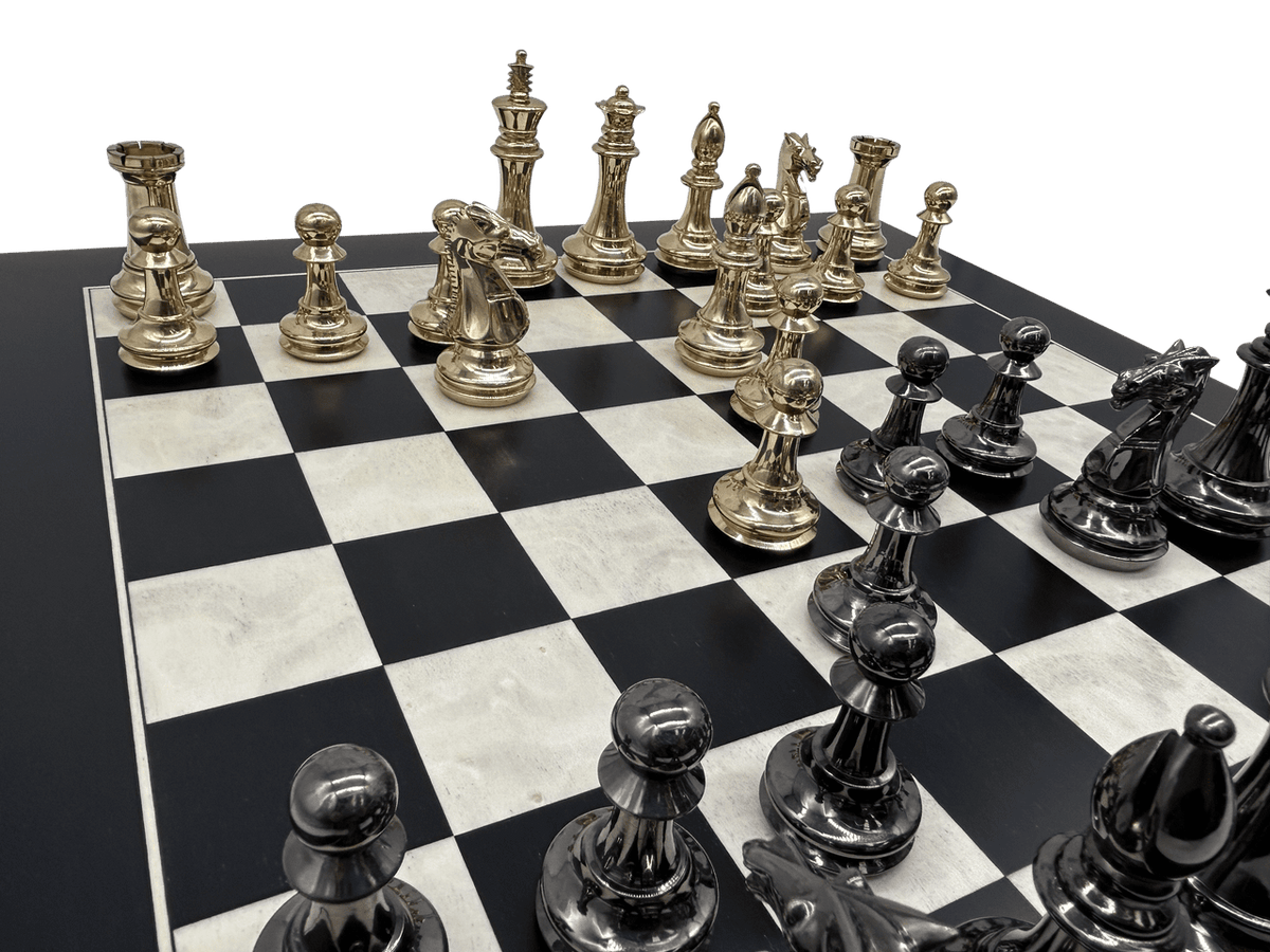 Staunton Brass & Metal Chess Pieces - small scratches