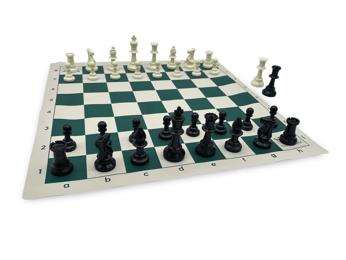 Tournament Pro Chess Set - green board and single weighted pieces
