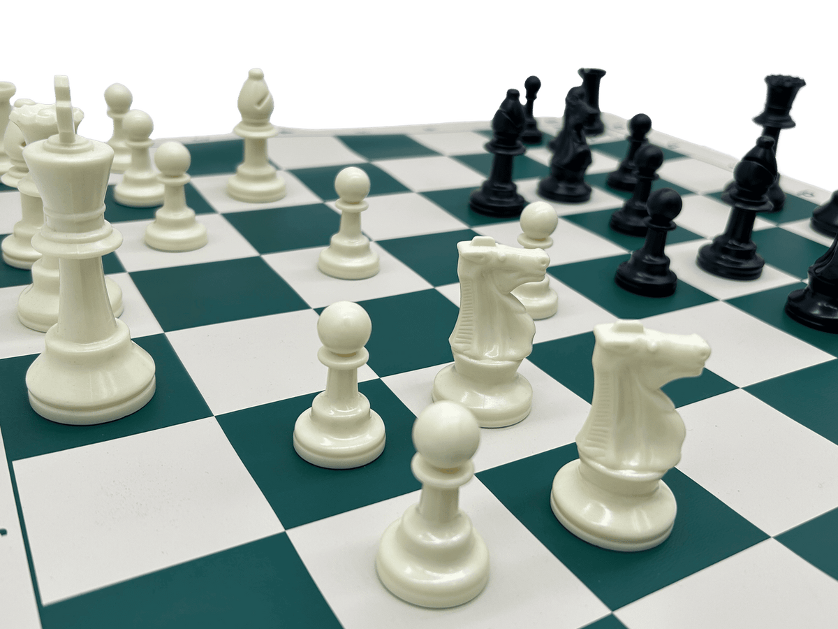 Tournament Pro Chess Set - chess pieces detail on green board