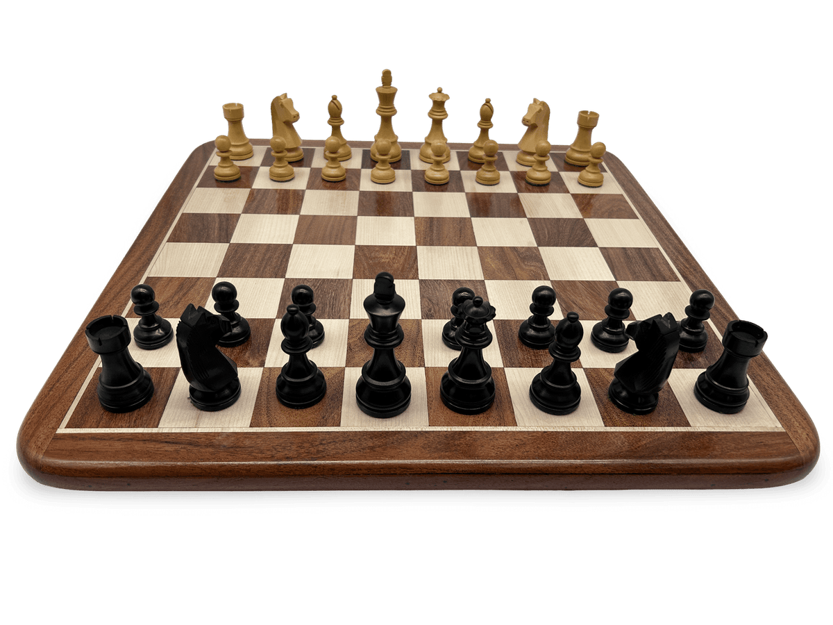 Rex Noir London Noir Double Weighted Ebony Staunton Chess Pieces with Acacia chessboard