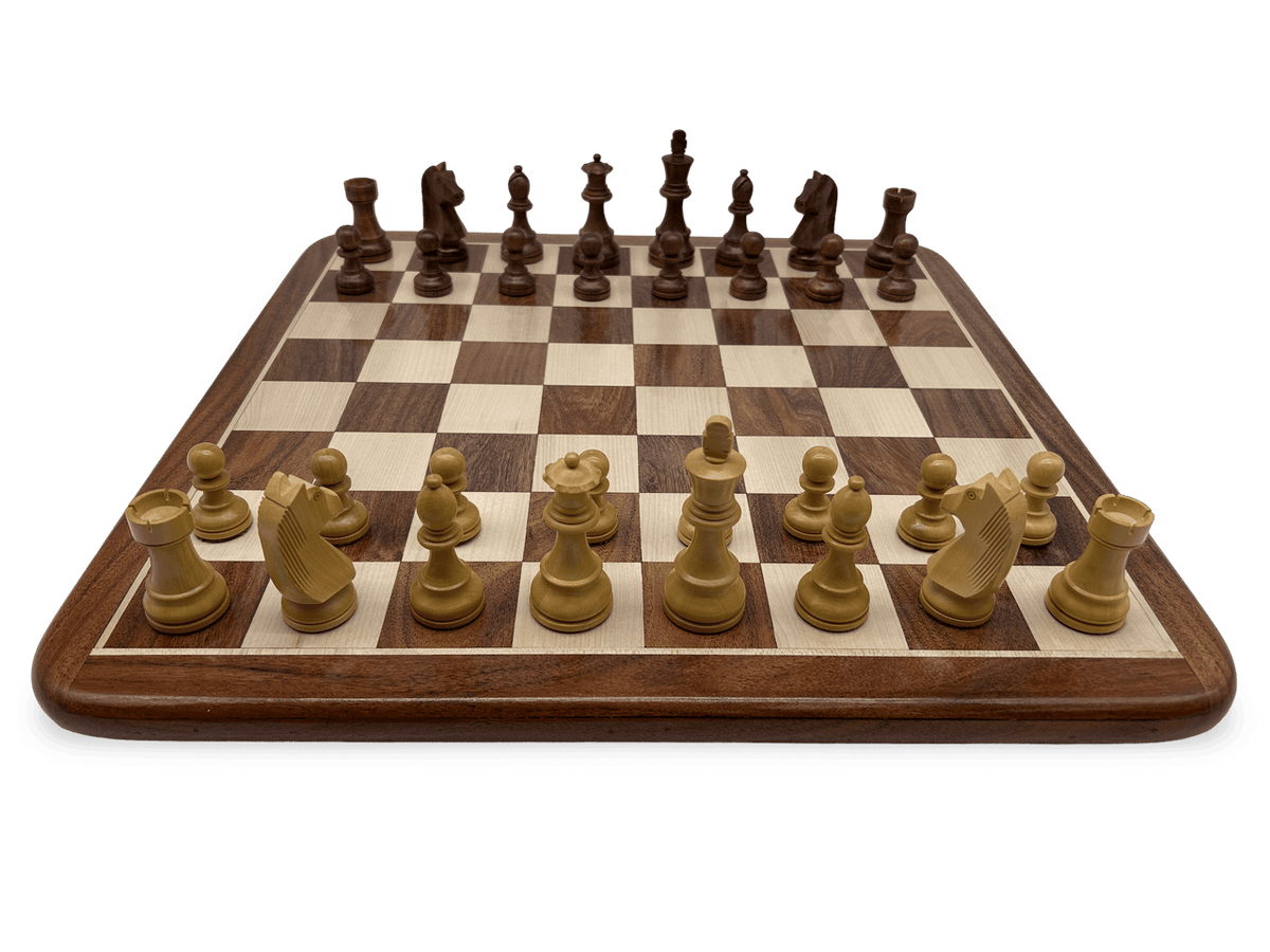 Rex Noir London Classic Double Weighted Acacia Staunton Chess Pieces with Acacia chessboard