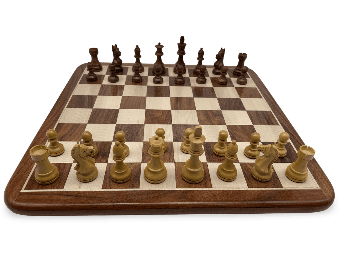 Rex Noir London Classic Double Weighted Acacia Staunton with detailed Knight Chess Pieces Acacia Chessboard