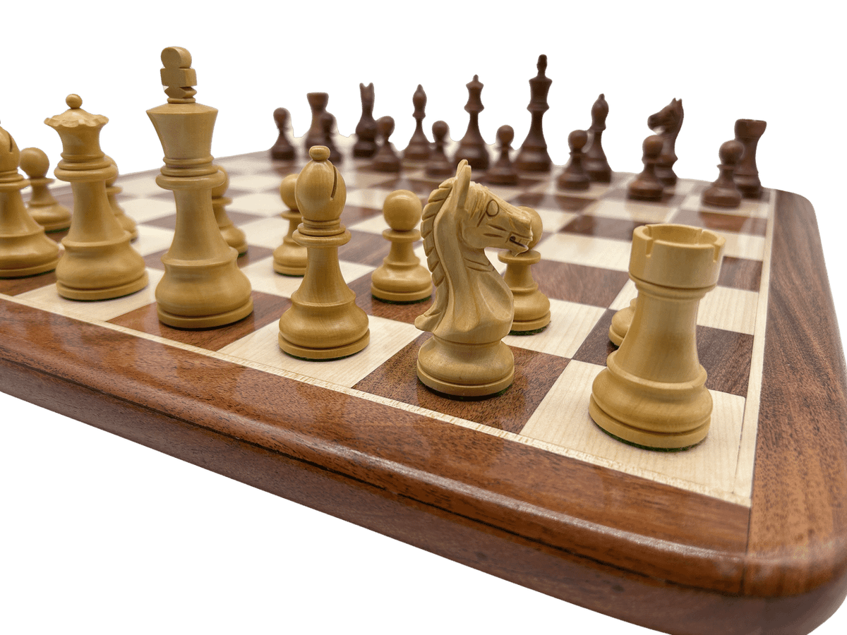Rex Noir London Classic Double Weighted Acacia Staunton Chess Pieces detail - beautiful Knight