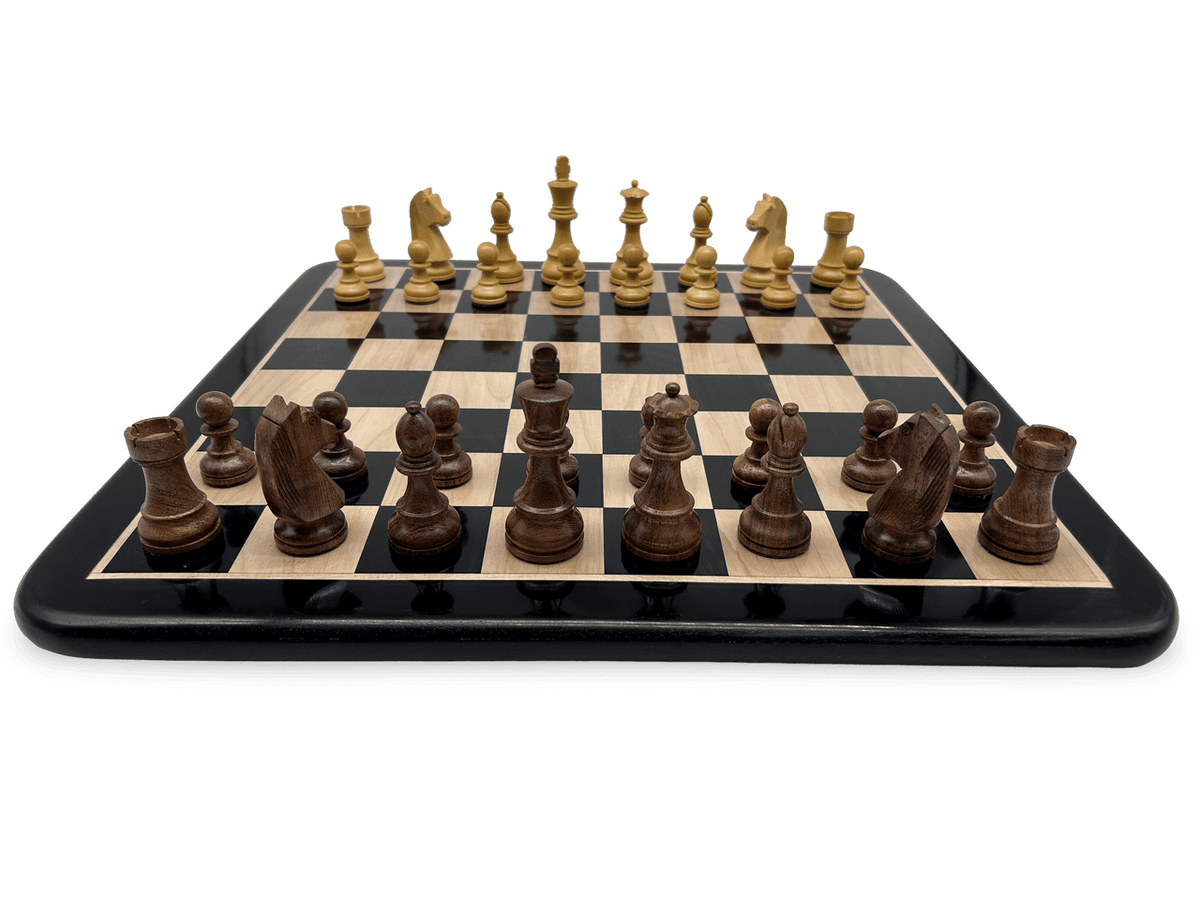 Rex Noir London Classic Double Weighted Acacia Staunton Chess Pieces with Ebony chessboard