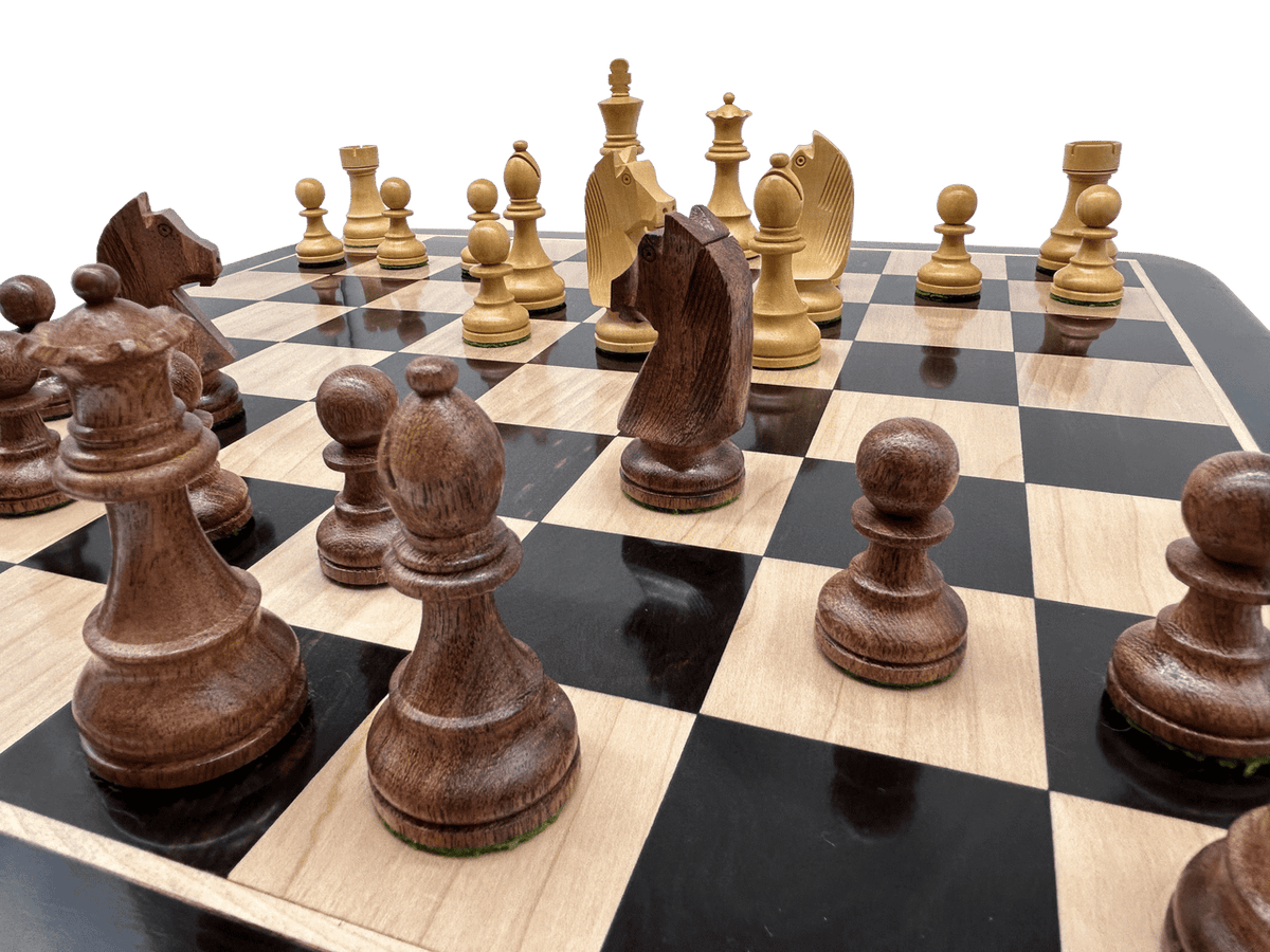 Rex Noir London Classic Double Weighted Acacia Staunton Chess Pieces during game