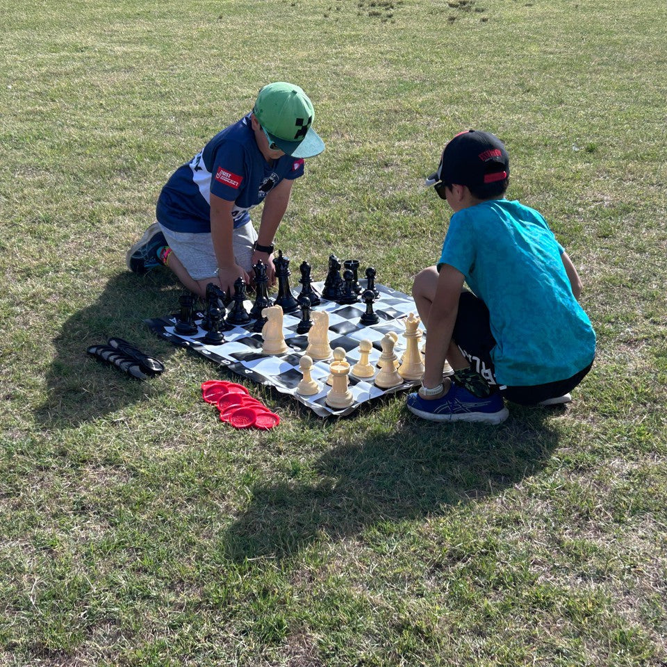 2-in-1 Mini Garden Chess & Checkers Set