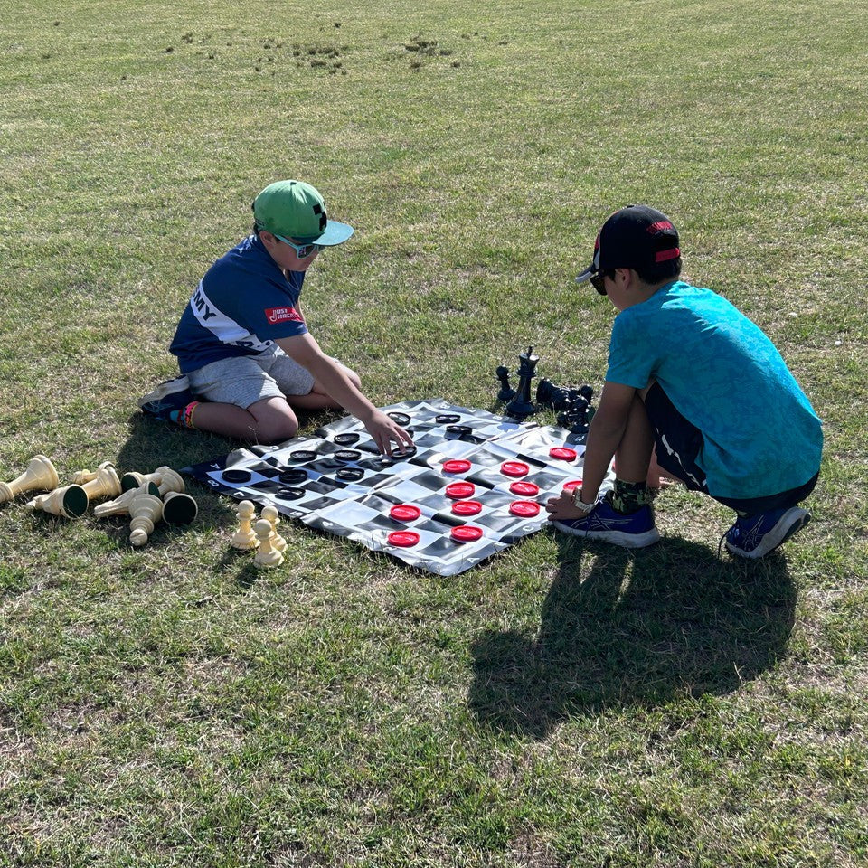 2-in-1 Mini Garden Chess & Checkers Set