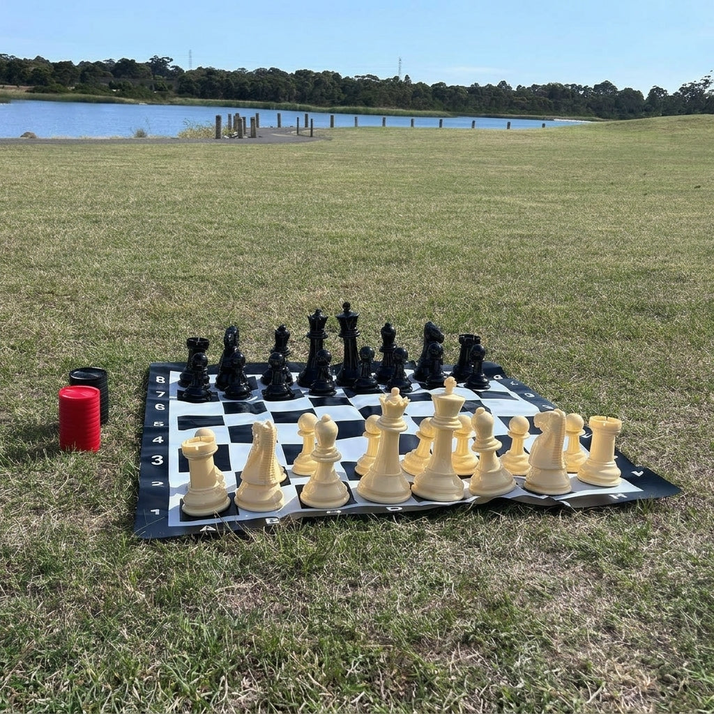 2-in-1 Mini Garden Chess & Checkers Set