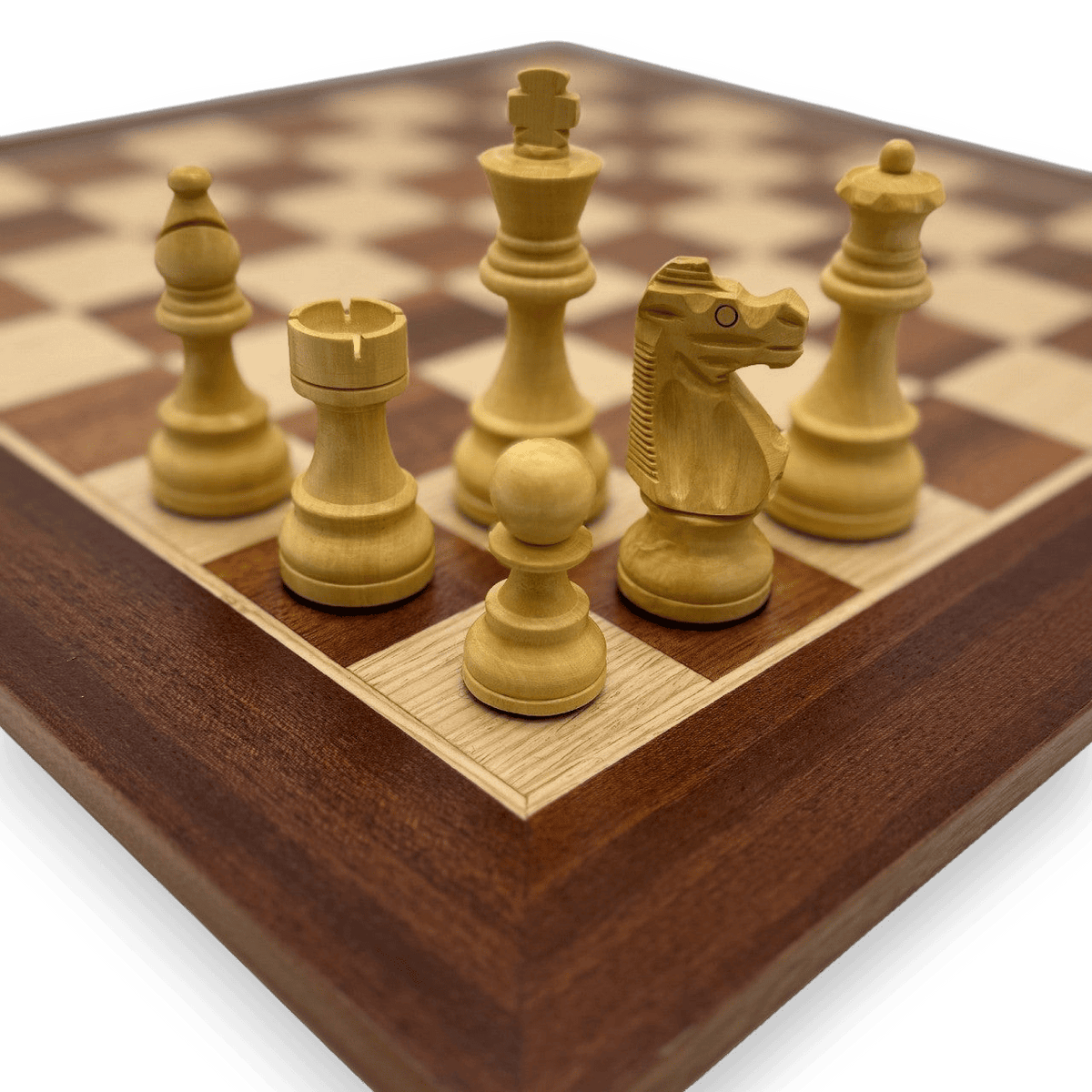 Dal Rossi 95mm Sheesham Double Weighted Chess Pieces light