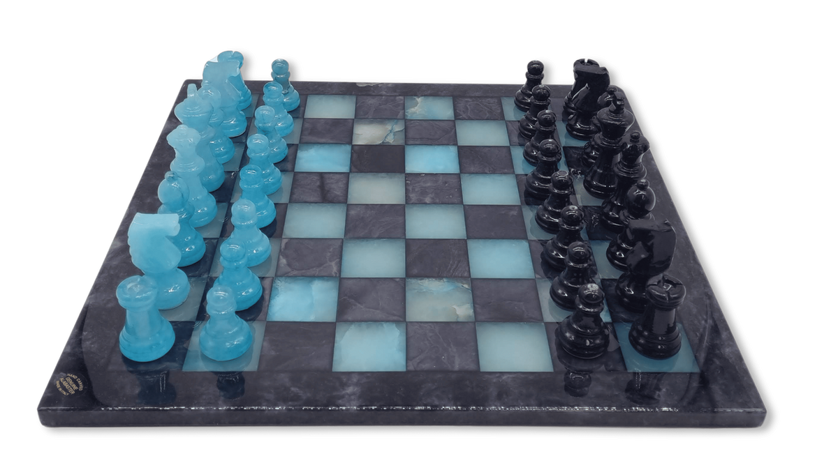Midnight Tide Classic Alabaster Chess Set - side