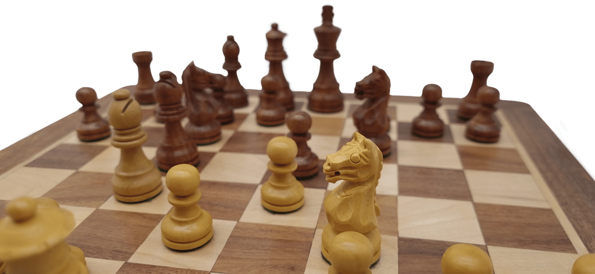 Paris Coffee Table Chess Set - close up, mid game