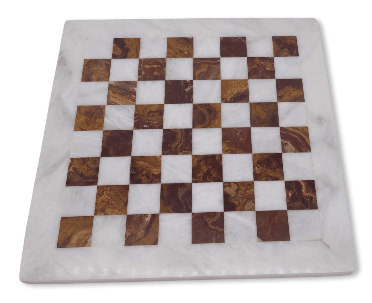 Red Onyx & White Marble Chess Set