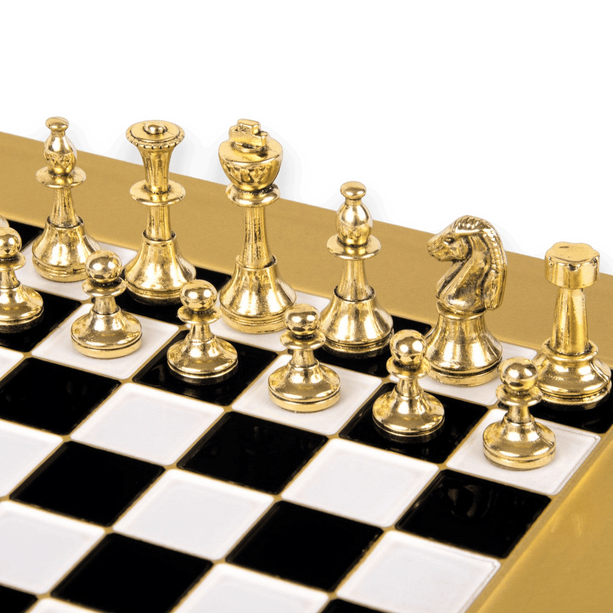 Regal Staunton Battlefield Chess Set - Display Item - gold pieces
