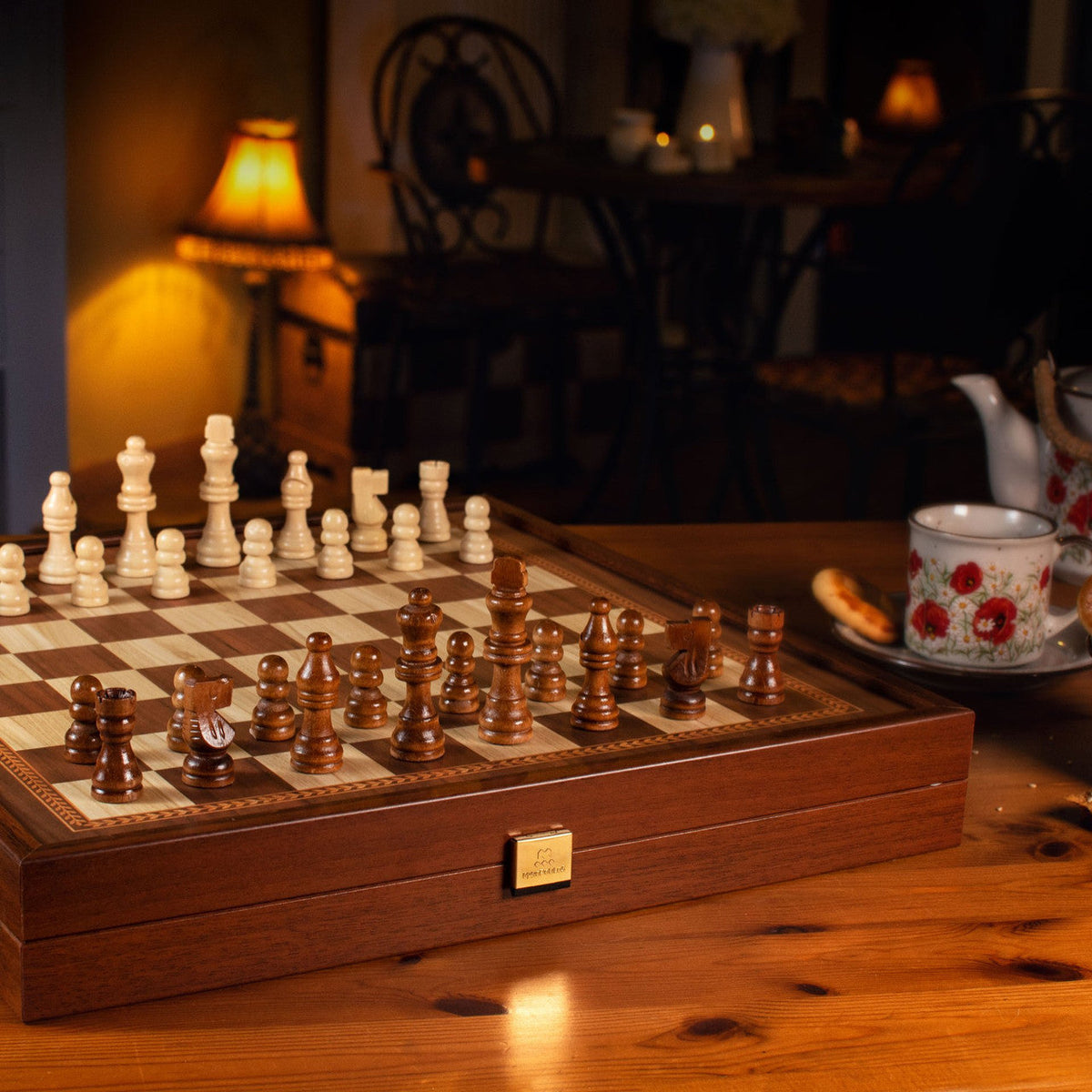 Manopoulos Classic Style 2in1 Combo Game in Wooden Case, Chess/Backgammon (STP28E) chess set