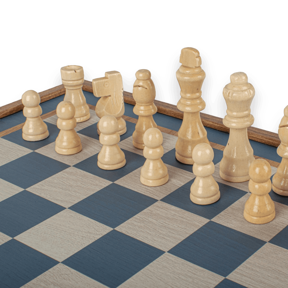 3-in-1 Blue Breeze Game Collection – Chess, Backgammon & Checkers - pieces