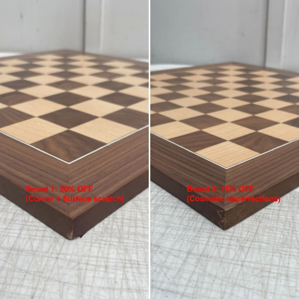 Dal Rossi Walnut Chessboard - imperfections - defects