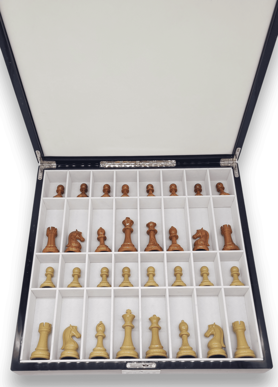Spruce-Tek Resin Chess Pieces inside Dal Rossi Walnut Finish Chess Board