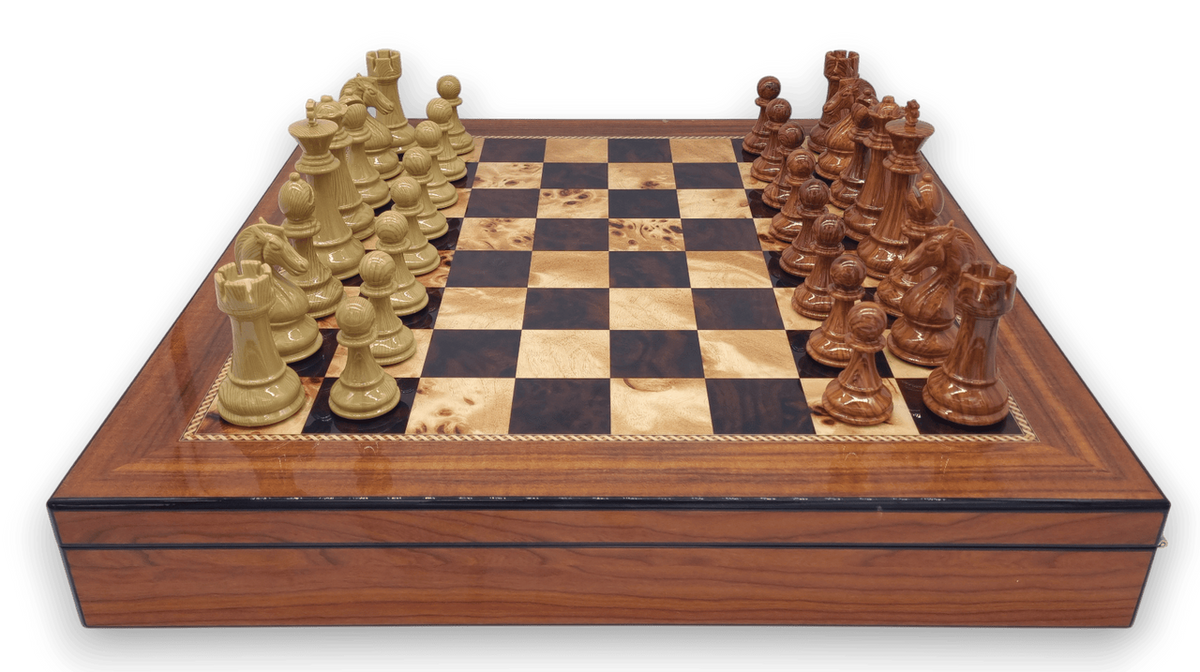 Spruce-Tek Resin Chess Pieces with Dal Rossi Walnut Finish Chess Board