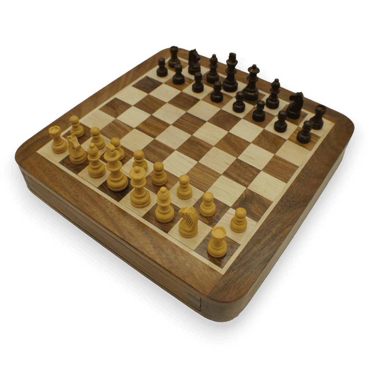 Rex Noir Square Magnetic Travel Chess Set 25cm with drawer (SQU-S-25) pieces from above