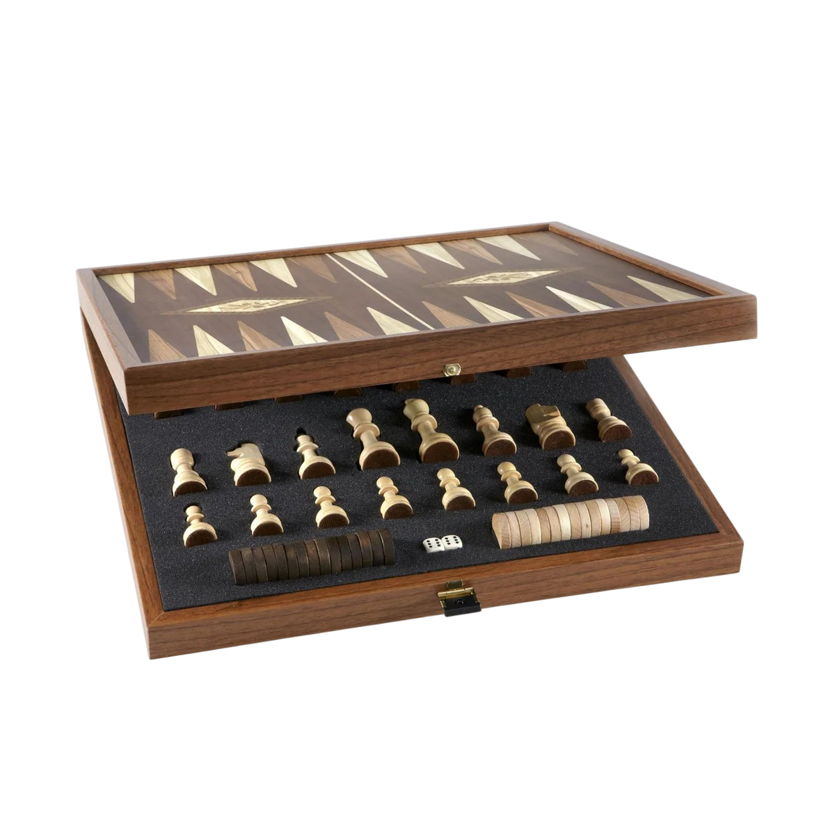 Manopoulos 41cm Classic Style 2in1 Combo Game in Wenge Wooden Case, Chess/Backgammon (STP36E) storage open