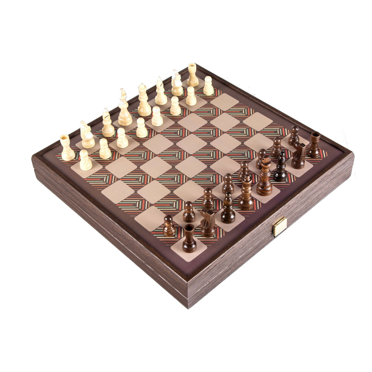 Manopoulos 34cm VINTAGE STYLE 4in1 Combo Chess / Backgammon / Ludo / Snakes - CHESS