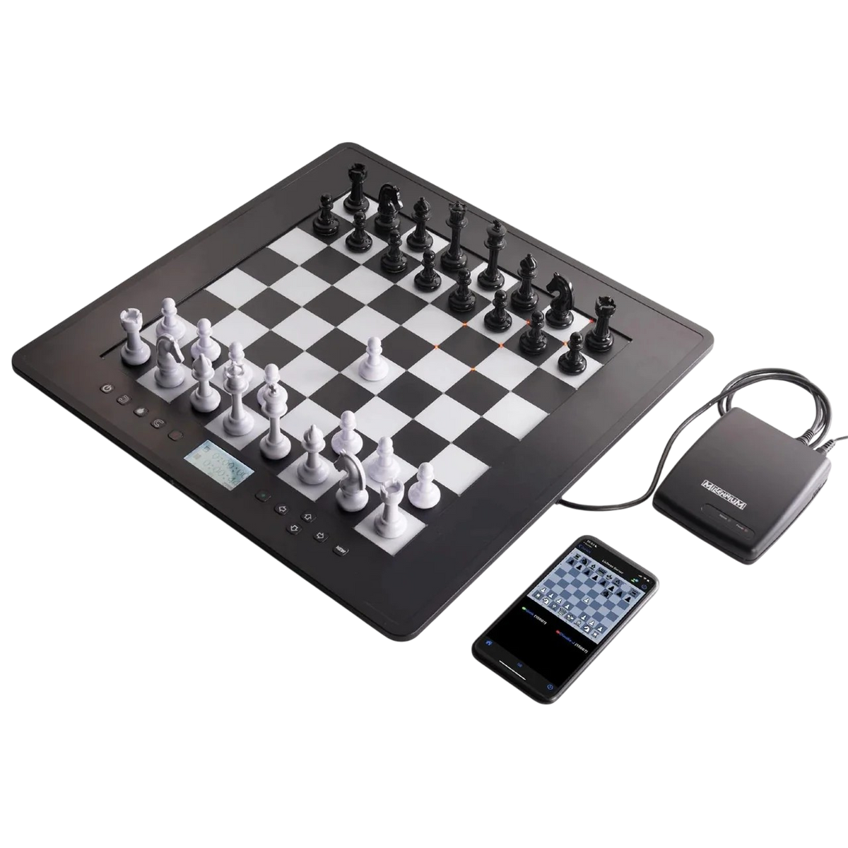 Millennium Chess Computer The King Competition shown with additional ChessLink for online play
