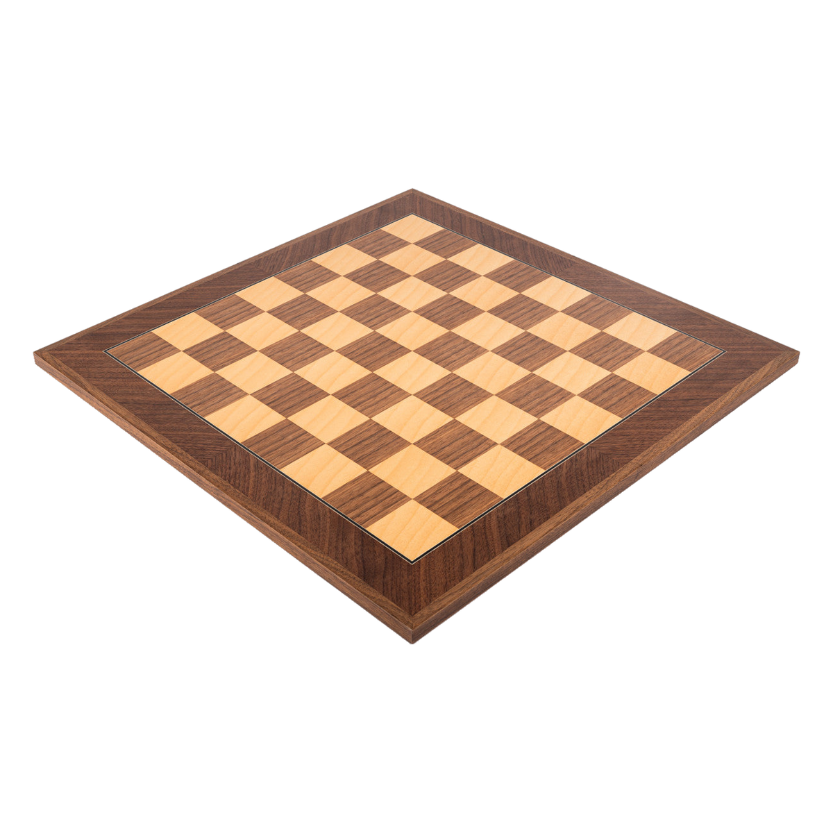 Walnut and Sycamore Deluxe Chessboard side view