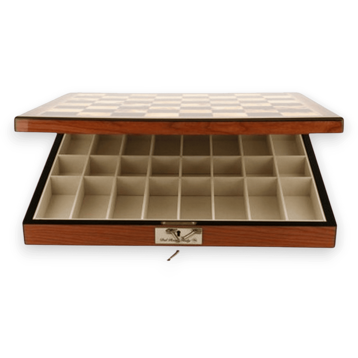 Dal Rossi 50cm Walnut Finish Chess Board with 95mm Sheesham Chess Pieces (L2054DR & L3020DR) storage