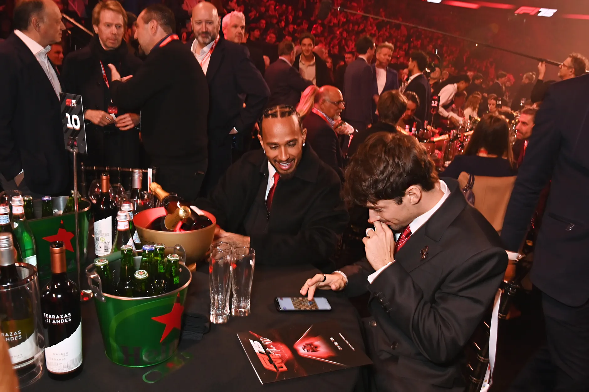 Lewis Hamilton and Charles Leclerc were spotted enjoying a virtual game of chess during a live F1 event